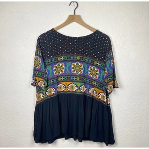 🖤 3/$25 SALE!!! 
Boho floral geometric round neck short sleeve top 14